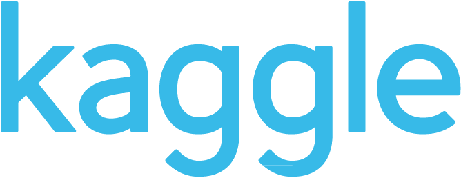 Kaggle logo with a modern design. Kaggle is a platform that offers online courses and resources for data science and machine learning. The background is plain white, creating a clean and focused learning environment.