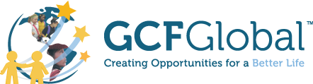 GCFGlobal – Business & Career Development logo with a modern design. GCFGlobal offers free online courses and resources to help individuals improve their business and career skills. The background is plain white, creating a clean and focused learning environment.