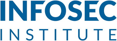 InfoSec Institute – Free Cybersecurity Training logo with stylized design. InfoSec Institute offers free cybersecurity training courses and resources. The background is plain white, creating a professional and educational atmosphere.