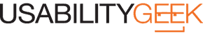 Usability Geek logo featuring a lightbulb icon, symbolizing insights and knowledge in user experience. Usability Geek offers articles, tutorials, and resources on usability, UX design, and conversion optimization. The design is clean and professional, creating an informative and trustworthy atmosphere.