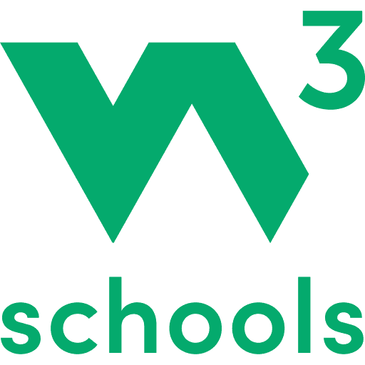 W3Schools logo with green and black text. W3Schools provides free online tutorials and references for web development languages including HTML, CSS, JavaScript, and more. The background is plain white, creating a neutral and educational atmosphere.